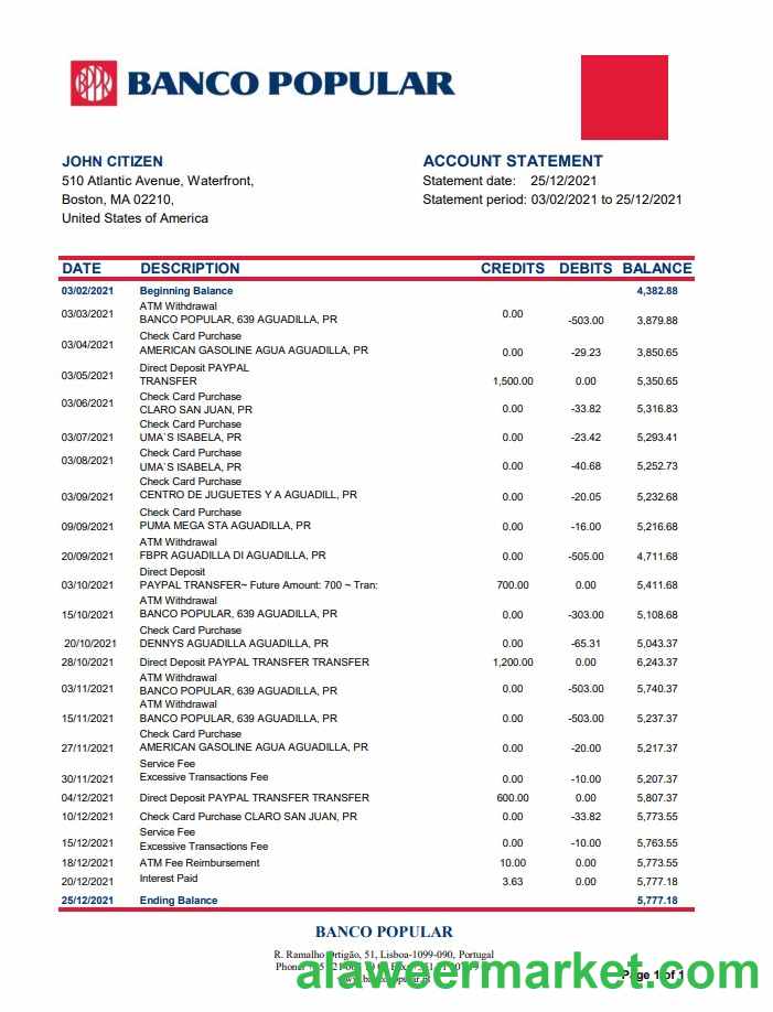 Portugal Banco Popular excel pdf